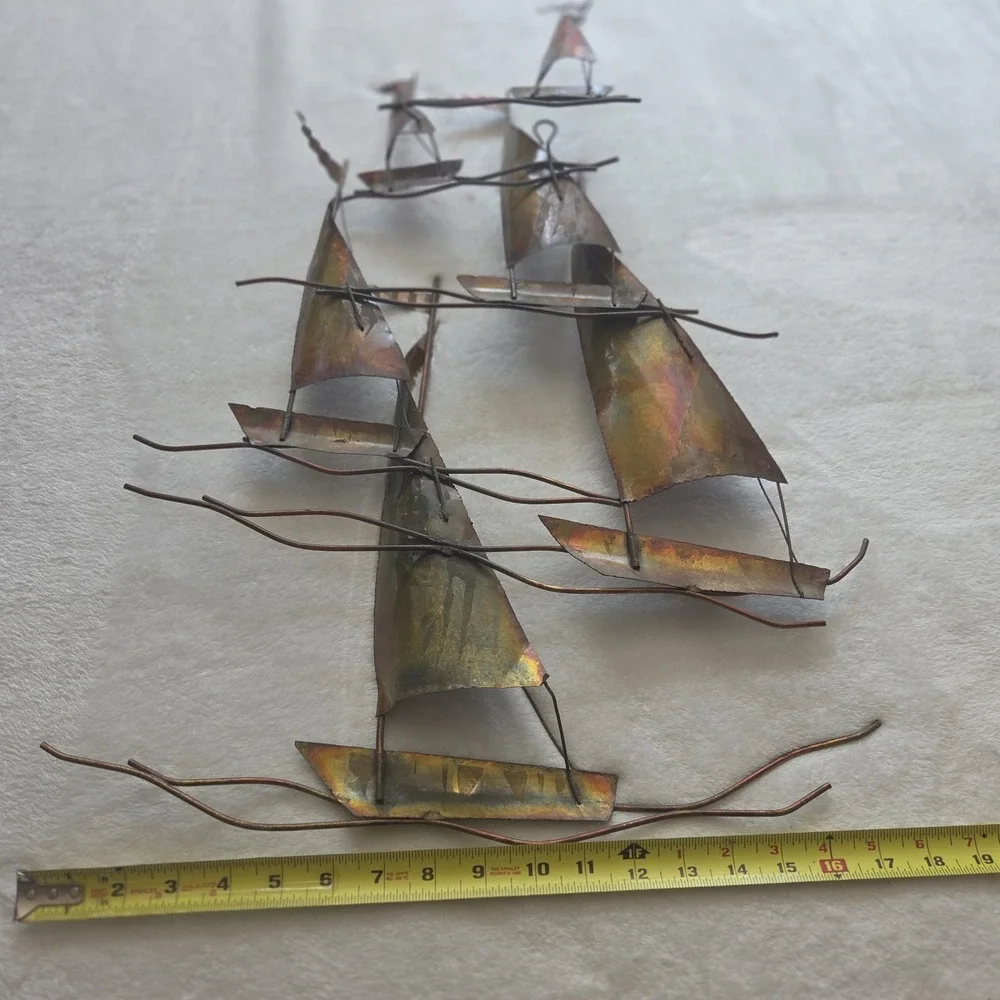 Vintage Torch Cut Metal Sailboat WallArt Jere Style Nautical Coastal Cottagecore